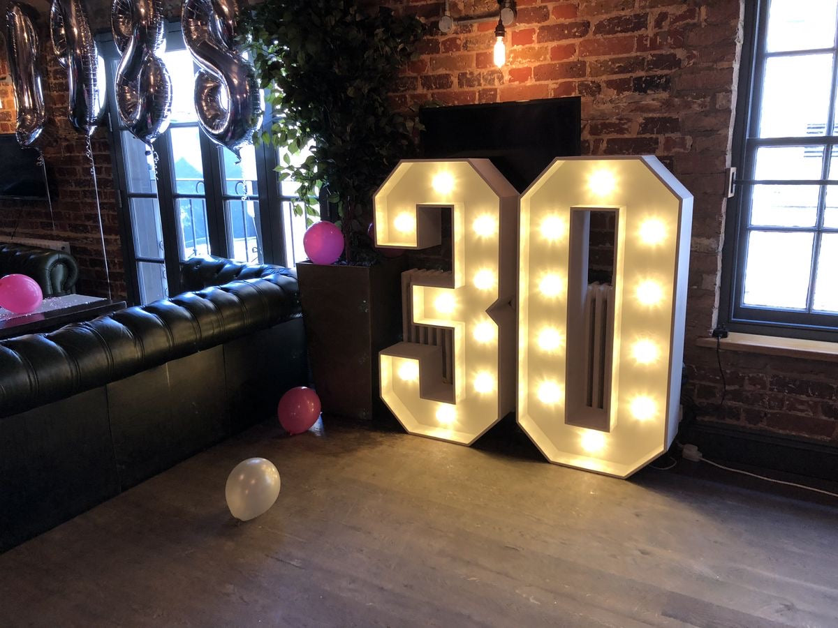HIRE - Number "30” 2  x Light up NUMBERS 1.2m