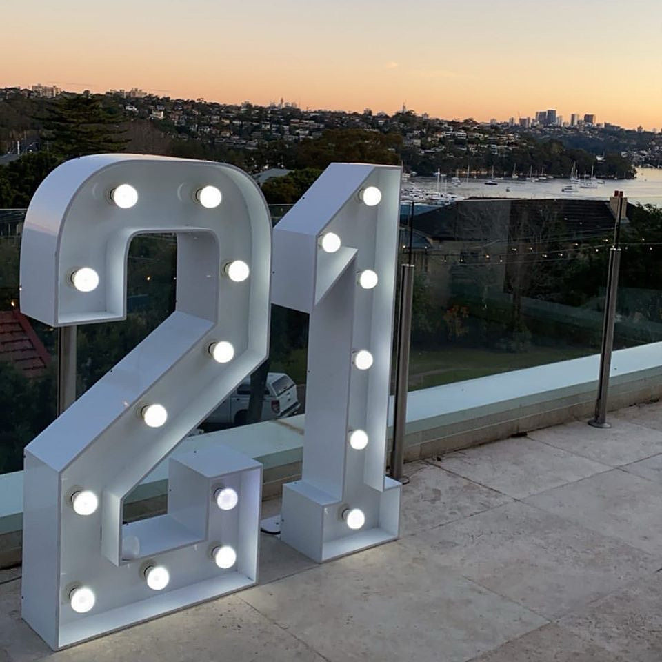 HIRE - Number "21” 2  x Light up NUMBERS 1.2m